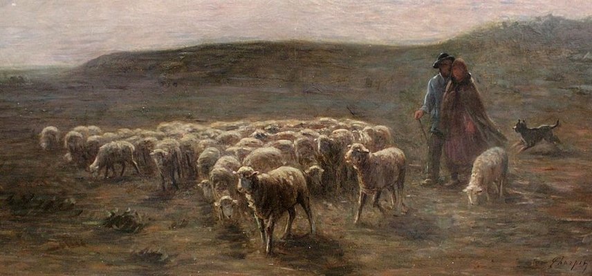 Large moutons au pâturage Painting by A. Charpin, 1906-RVK-998543