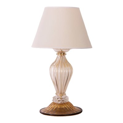 Large Murano Blown Glass Table Lamps with Gold and Amber Color with Lampshade-MPO-2043076