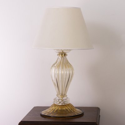 Large Murano Blown Glass Table Lamps with Gold and Amber Color with Lampshade-MPO-2043076