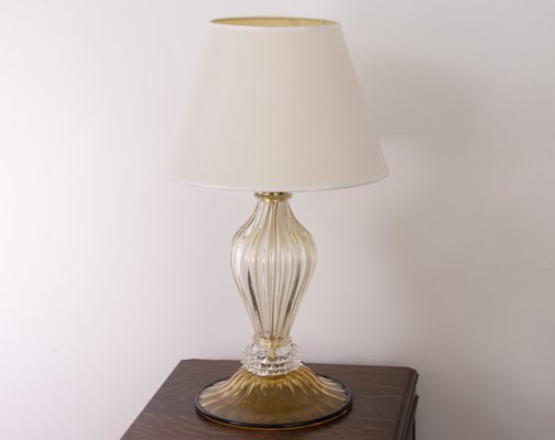 Large Murano Blown Glass Table Lamps with Gold and Amber Color with Lampshade-MPO-2043076