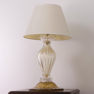 Large Murano Blown Glass Table Lamps with Gold and Amber Color with Lampshade-MPO-2043076