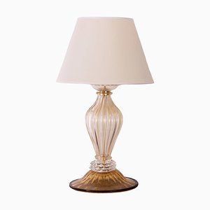 Large Murano Blown Glass Table Lamps with Gold and Amber Color with Lampshade-MPO-2043076