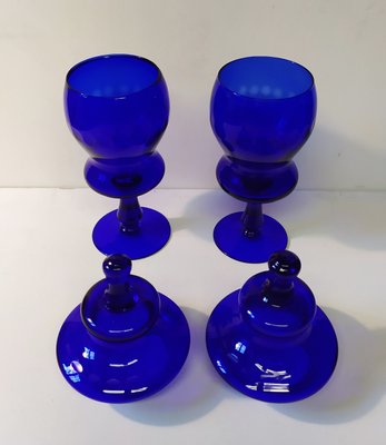 Large Murano Blue Glass Vases, 1960s, Set of 2-EI-1175350