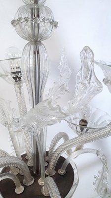 Large Murano Clear Glass Chandelier, 1940s-FO-1403200