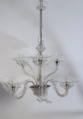 Large Murano Clear Glass Chandelier, 1940s-FO-1403200