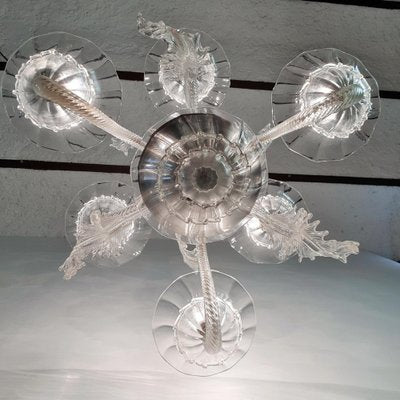 Large Murano Clear Glass Chandelier, 1940s-FO-1403200