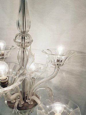 Large Murano Clear Glass Chandelier, 1940s-FO-1403200