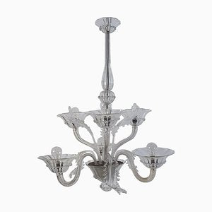 Large Murano Clear Glass Chandelier, 1940s-FO-1403200