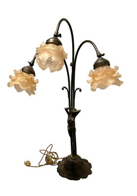 Large Murano Flower Bronze Table Lamp, 1950s-JJC-1720121