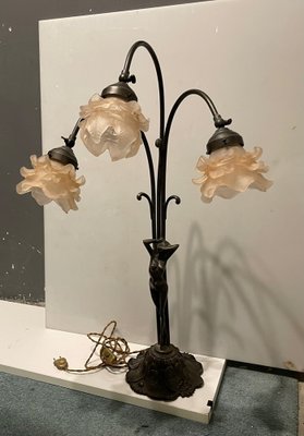 Large Murano Flower Bronze Table Lamp, 1950s-JJC-1720121