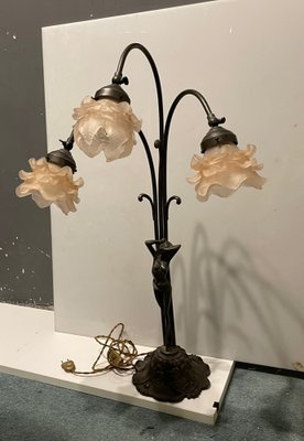 Large Murano Flower Bronze Table Lamp, 1950s-JJC-1720121