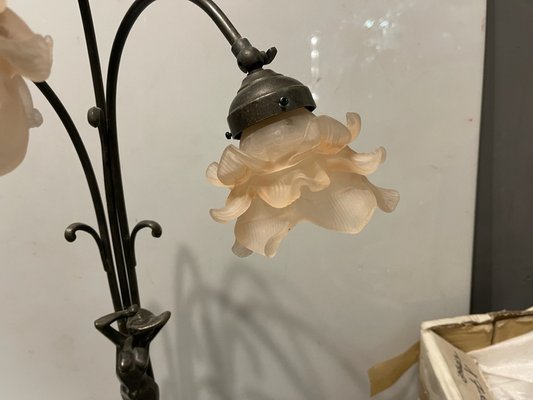 Large Murano Flower Bronze Table Lamp, 1950s-JJC-1720121