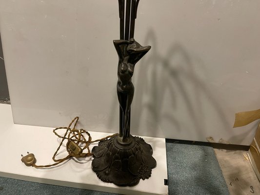 Large Murano Flower Bronze Table Lamp, 1950s-JJC-1720121