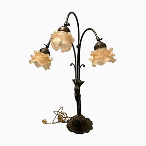 Large Murano Flower Bronze Table Lamp, 1950s-JJC-1720121