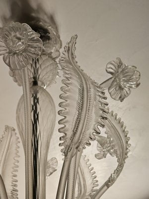 Large Murano Glass 8-Light Chandelier with Leaves and Flowers, Venice, 1970s-ZUW-1799508