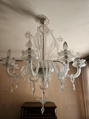 Large Murano Glass 8-Light Chandelier with Leaves and Flowers, Venice, 1970s-ZUW-1799508