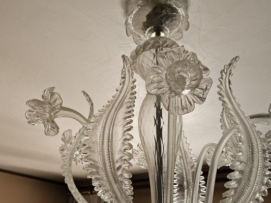 Large Murano Glass 8-Light Chandelier with Leaves and Flowers, Venice, 1970s-ZUW-1799508