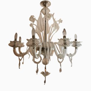 Large Murano Glass 8-Light Chandelier with Leaves and Flowers, Venice, 1970s-ZUW-1799508