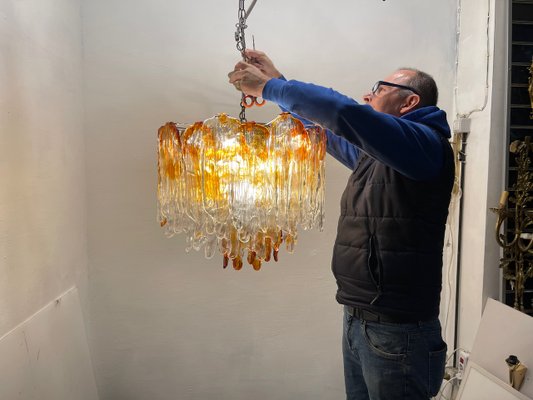 Large Murano Glass Chandelier from AV Mazzega, 1970s-JJC-1789317