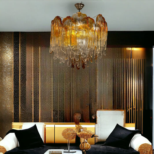 Large Murano Glass Chandelier from AV Mazzega, 1970s