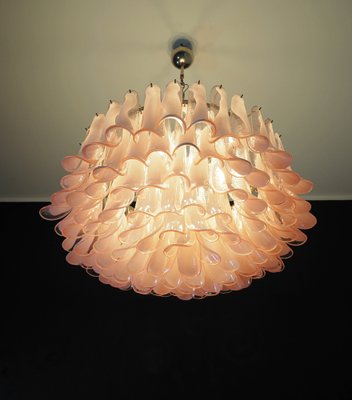 Large Murano Glass Chandelier with 101 Pink Lattimo Glass Petals, 1990s-FHZ-1818544