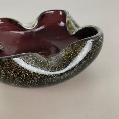 Large Murano Glass Gold Dust Bowl Element Shell Ashtray, Italy, 1970s-QZ-1052927