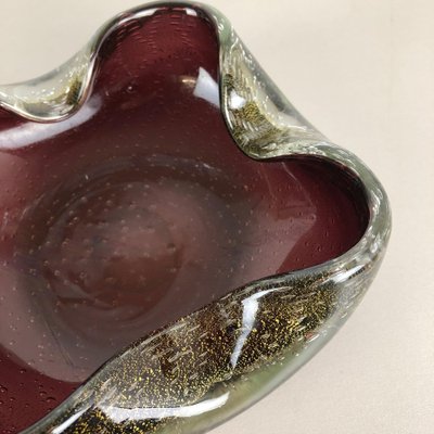 Large Murano Glass Gold Dust Bowl Element Shell Ashtray, Italy, 1970s-QZ-1052927