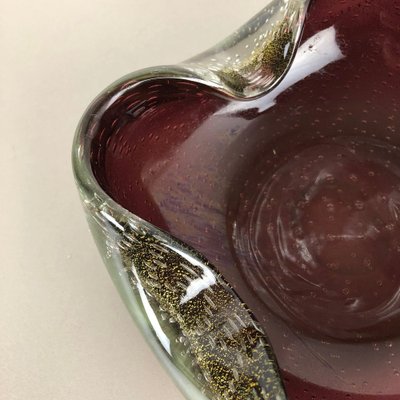 Large Murano Glass Gold Dust Bowl Element Shell Ashtray, Italy, 1970s-QZ-1052927