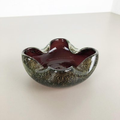 Large Murano Glass Gold Dust Bowl Element Shell Ashtray, Italy, 1970s-QZ-1052927