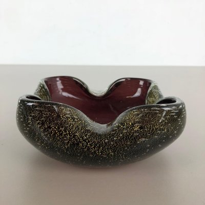 Large Murano Glass Gold Dust Bowl Element Shell Ashtray, Italy, 1970s-QZ-1052927