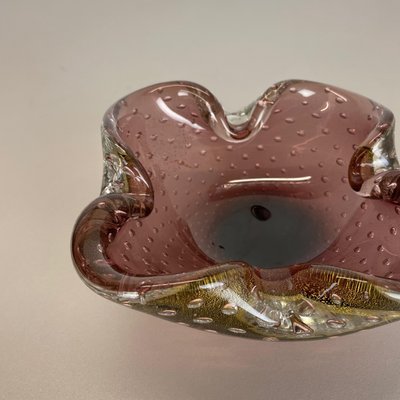 Large Murano Glass Gold Dust Bowl Element Shell Ashtray, Italy, 1970s-QZ-1425950