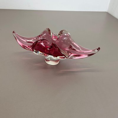 Large Murano Glass Pink Floral Bowl, Italy, 1970s-QZ-1149892