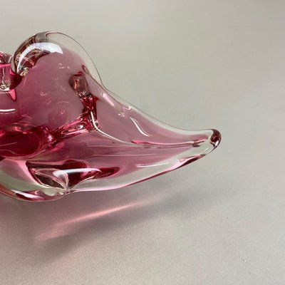 Large Murano Glass Pink Floral Bowl, Italy, 1970s-QZ-1149892