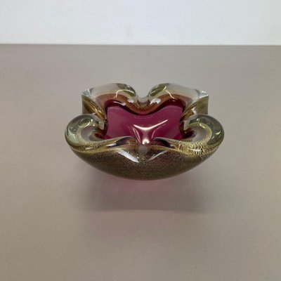 Large Murano Glass Pink Gold Bowl Element Shell Ashtray, Italy, 1970s-QZ-1425951