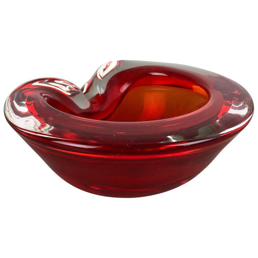 Large Murano Glass Sommerso Bowl Element Shell Ashtray Murano, Italy, 1970s