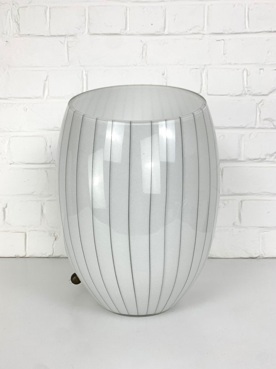 Large Murano Glass Table Lamp with Lined Pattern, 1950s