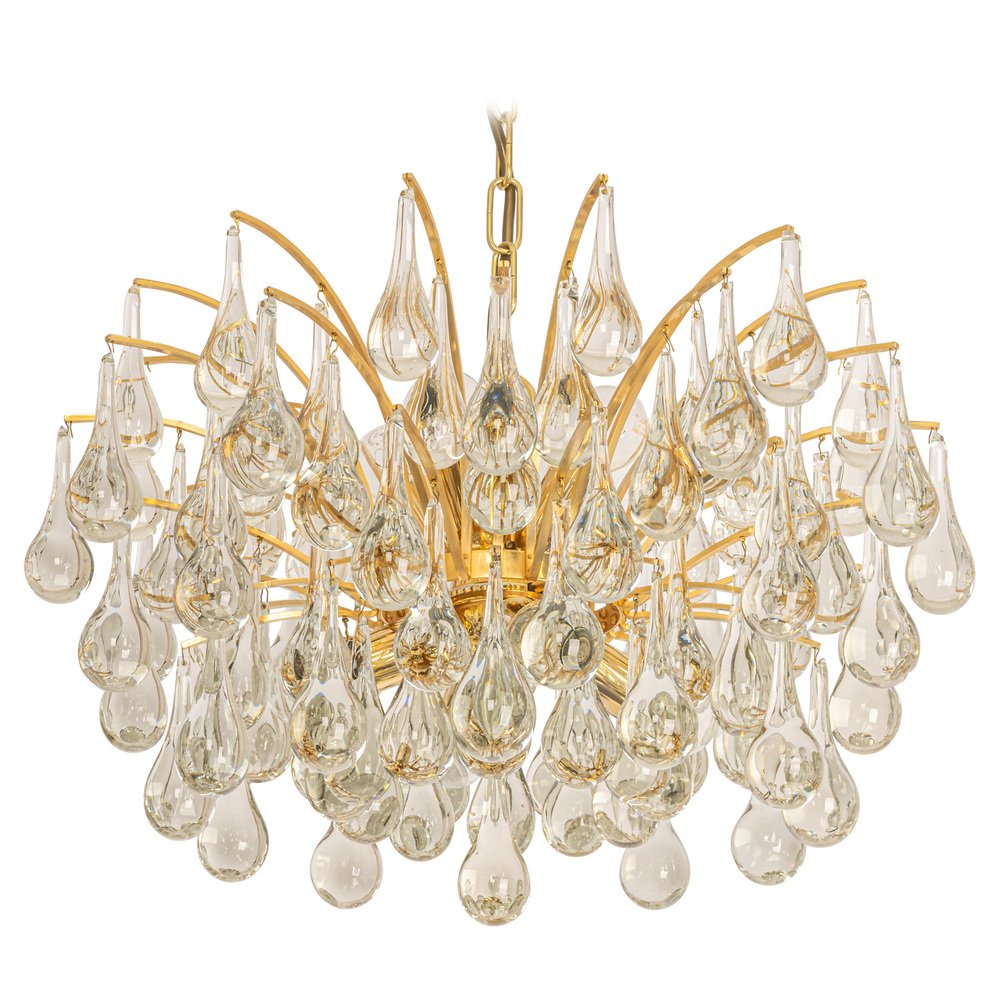 Large Murano Glass Tear Drop Chandelier by Christoph Palme, Germany, 1970s