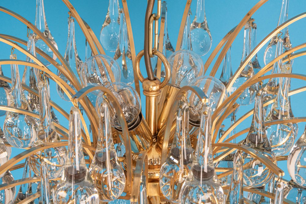 Large Murano Glass Tear Drop Chandelier by Christoph Palme, Germany, 1970s