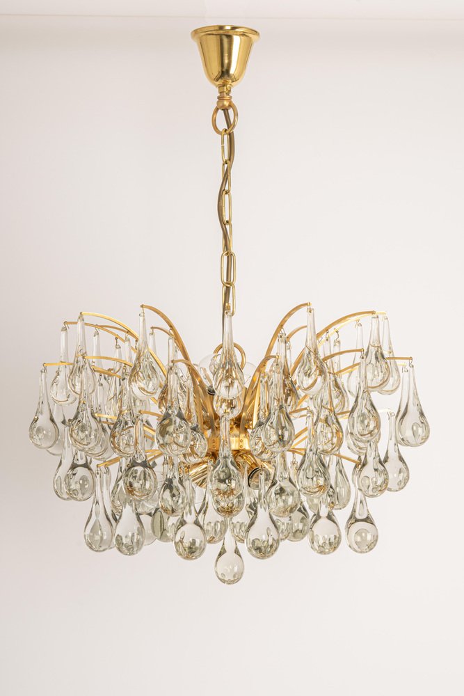 Large Murano Glass Tear Drop Chandelier by Christoph Palme, Germany, 1970s