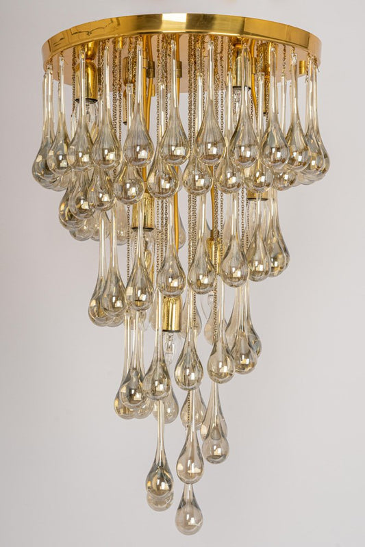 Large Murano Glass Tear Drop Chandelier by Christoph Palme, Germany, 1970s