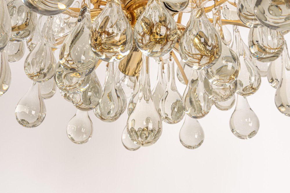 Large Murano Glass Tear Drop Chandelier by Christoph Palme, Germany, 1970s