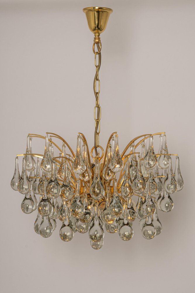 Large Murano Glass Tear Drop Chandelier by Christoph Palme, Germany, 1970s