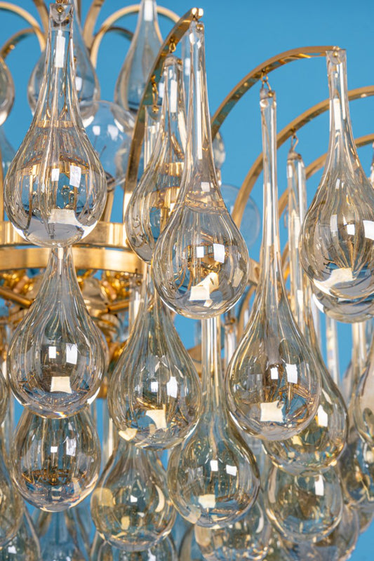 Large Murano Glass Teardrop Chandelier from Christoph Palme, Germany, 1970s