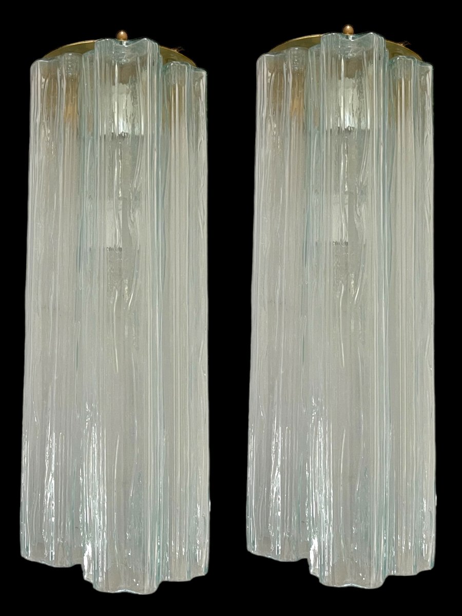 Large Murano Glass Tronchi Sconces, 1970s, Set of 12