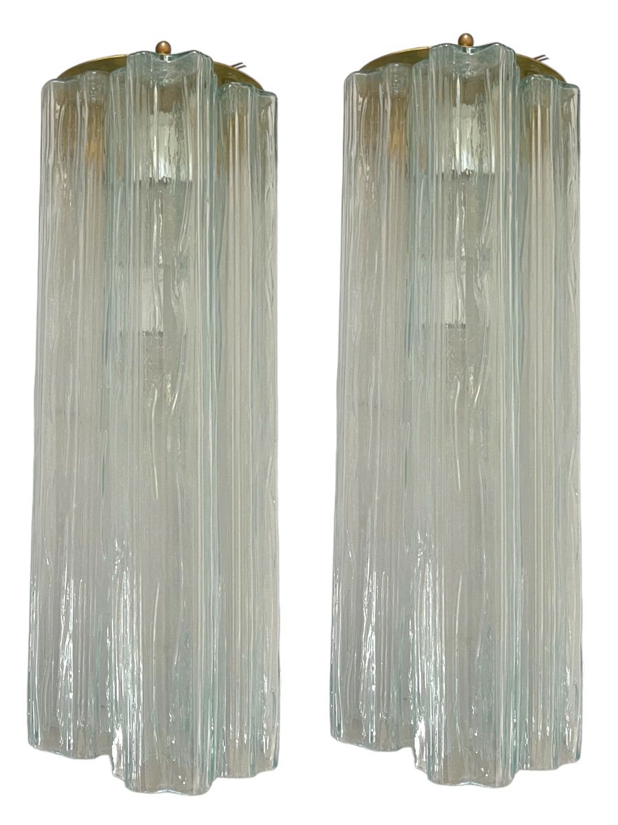 Large Murano Glass Tronchi Sconces, 1970s, Set of 12