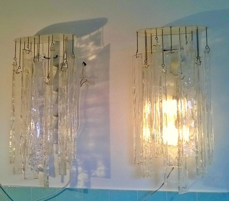 Large Murano Glass Wall Lights, 1970s, Set of 2-EI-203163