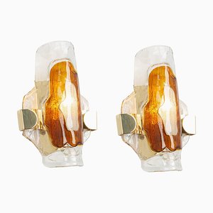 Large Murano Glass Wall Sconce by Barovier & Toso for Hille, Italy, 1970s, Set of 2-UGR-1727015