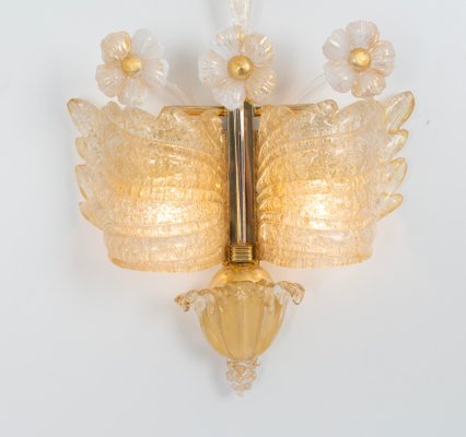 Large Murano Glass Wall Sconces attributed to Barovier & Toso, Italy, 1970s, Set of 2-UGR-1725968