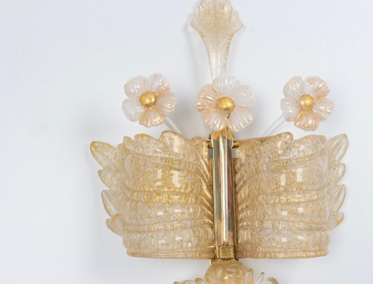 Large Murano Glass Wall Sconces attributed to Barovier & Toso, Italy, 1970s, Set of 2-UGR-1725968