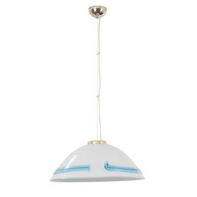 Large Murano Glass White with Turquoise and Black Hot Applications Suspension Lamp, 1980s-MPO-1319320